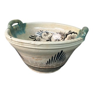 Antique Japanese Ceramic Seto Oribe Bowl, 1900s For Sale