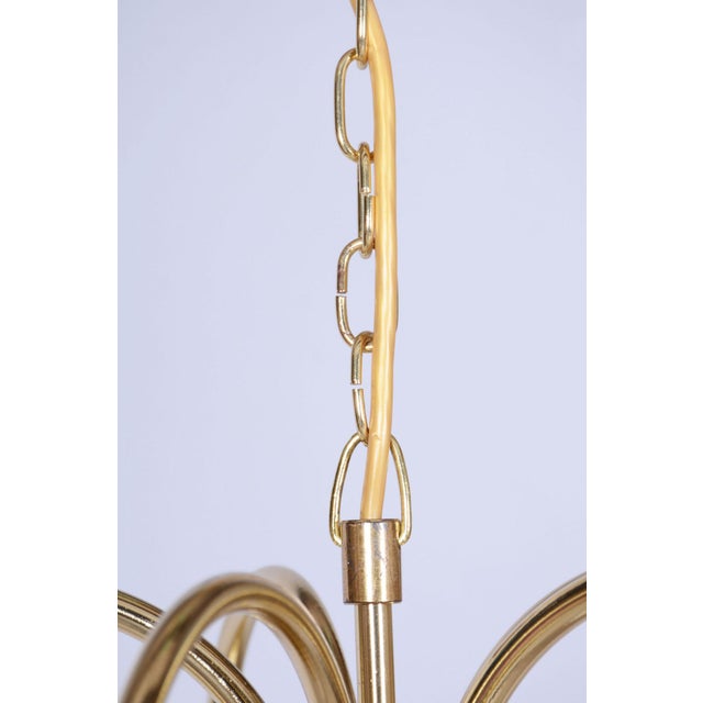 Gold Mid-Century Chandelier in Brass and Opaline Glass, Czech, 1950s For Sale - Image 8 of 16
