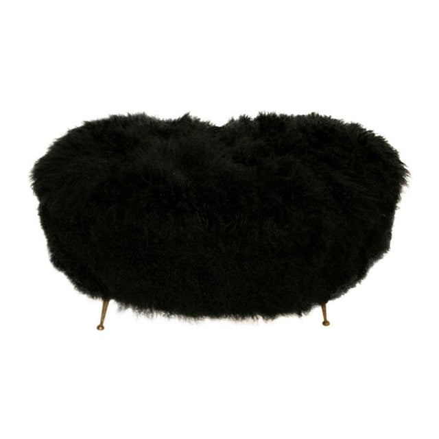 Mid-Century Modern Italian Wooden and Goat Fur Bench, 1960s For Sale - Image 9 of 9