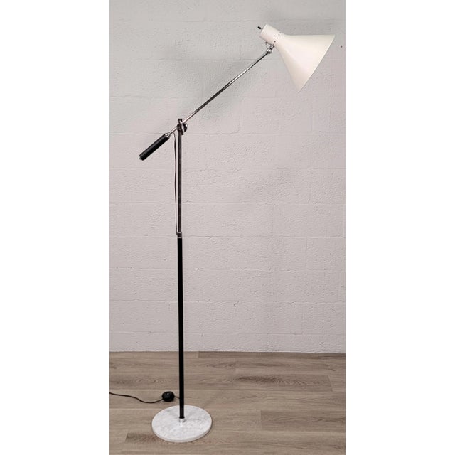 White Angelo Lelii (Lelli) for Arredoluce Single-Arm White Adjustable Floor Lamp For Sale - Image 8 of 12