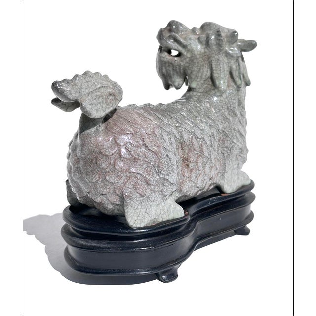 Old Chinese Pottery Mythical Qilin Beast Pottery Figure on Fitted Base For Sale In New York - Image 6 of 9