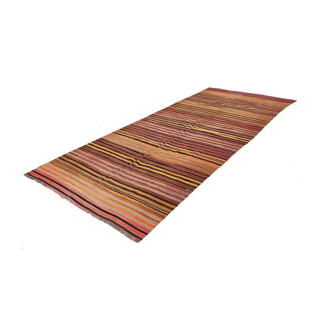 Traditional Mid 20th Century Vintage Striped Turkish Kilim Rug For Sale - Image 3 of 7