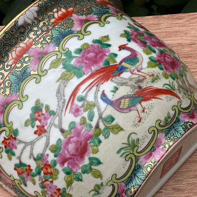 Vintage Chinese Porcelain Wall Pocket With Fretwork Birds & Flowers For Sale - Image 11 of 12