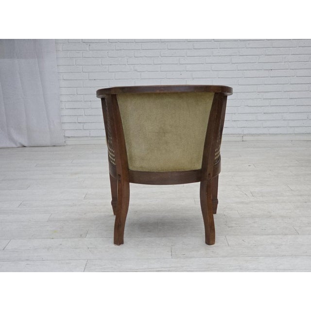 Danish Easy Chair in Velour, Mesh, and Oak, 1950s For Sale - Image 10 of 17