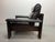 Mid-Century Modern Brutalist Black Leather Lounge Chair with Dark Brown Wooden Frame by Sonja Wasseur, Netherlands, 1970s For Sale - Image 3 of 6