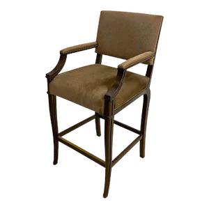 Jerry Pair Leather Upholstered & Oak Lair Barstool From the Madeline Stuart Collection