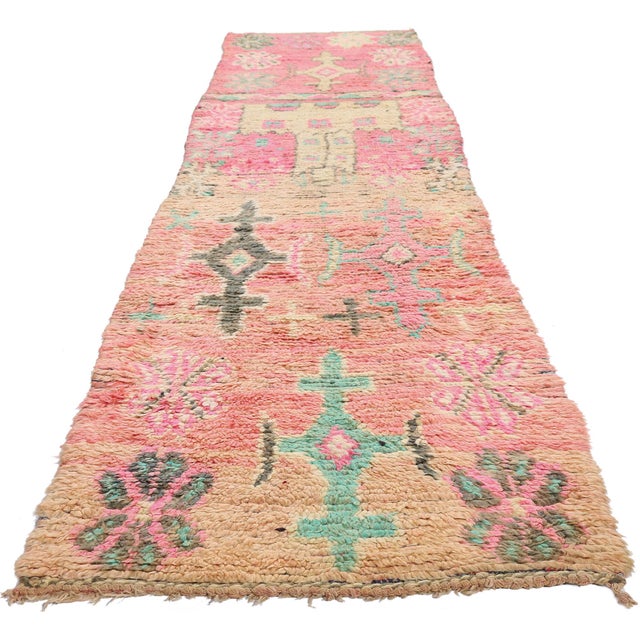 Tribal Vintage Boujad Moroccan Rug, 02'06 X 11'10 For Sale - Image 3 of 10