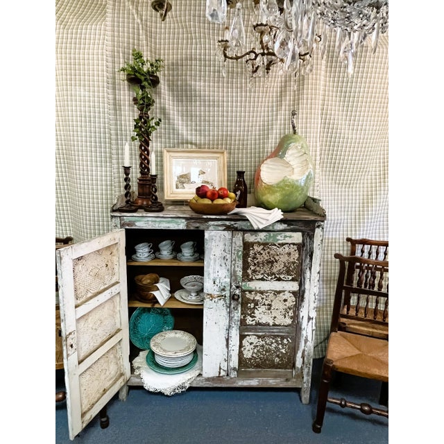 Rustic Antique Pine Pie Safe/ Cupboard With Twelve Punched Tin Side Panels For Sale - Image 12 of 12