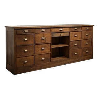 Antique French Apothecary Counter in Oak, 1900 For Sale