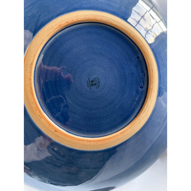 Contemporary Thai Rustic Blue Wood-Ash Glazed Pottery Bowl For Sale In Washington DC - Image 6 of 10