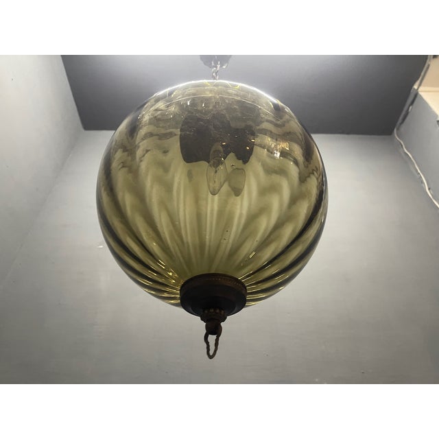 Bronze and Olive Green Murano Glass Pendant Light, 1960s For Sale - Image 3 of 15
