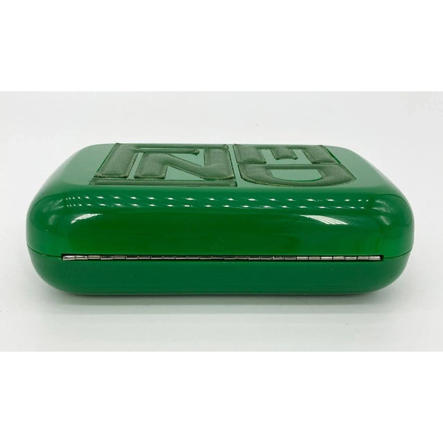 2010s Fendi Green Logo Box Clutch For Sale - Image 5 of 11