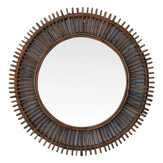 DESIGN FRERES The 'Oculus' Round Rattan Mirror For Sale - Image 4 of 5