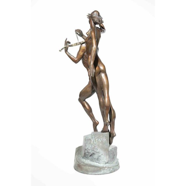 Metal Misha Frid, Violin Player and His Muse Sculpture, 1990s, Bronze For Sale - Image 7 of 9