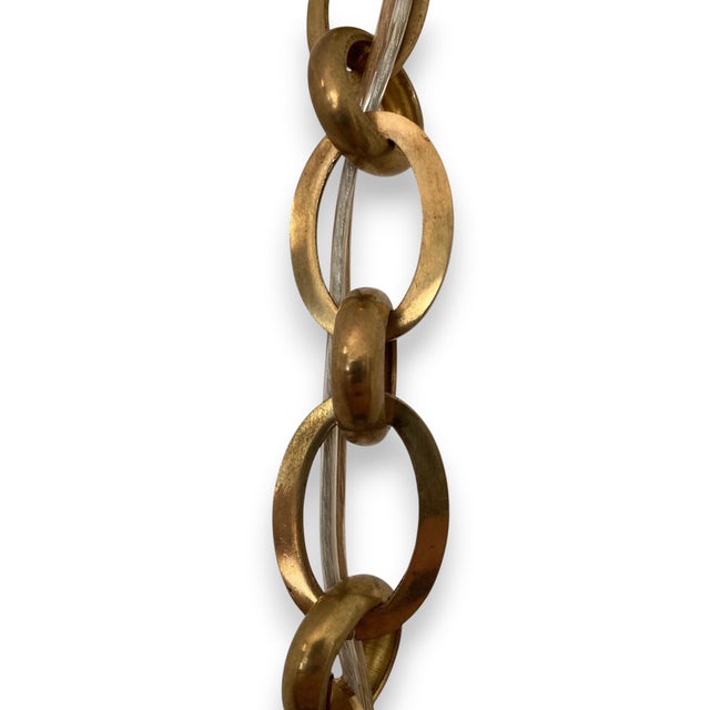 Italian Handblown Faux Alabaster Glass Pendant With Brass Chain and Fittings For Sale - Image 10 of 18