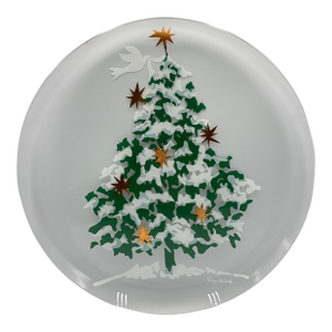 Vintage 13" Torte Plate Christmas Tree Frosted Platter Gbg7 by Georges Briard