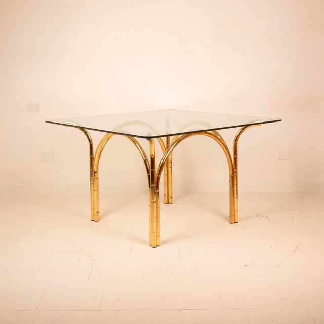 Hollywood Regency Italian Crystal and Brass Table, 1970s For Sale - Image 3 of 15