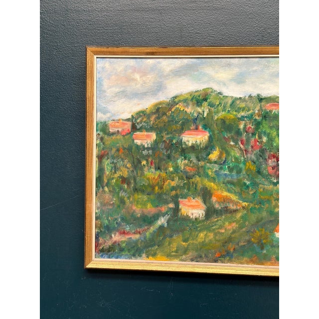 Lalla Blecher, Hilly Landscape with Houses, 1950s, Oil on Canvas, Framed For Sale - Image 9 of 18