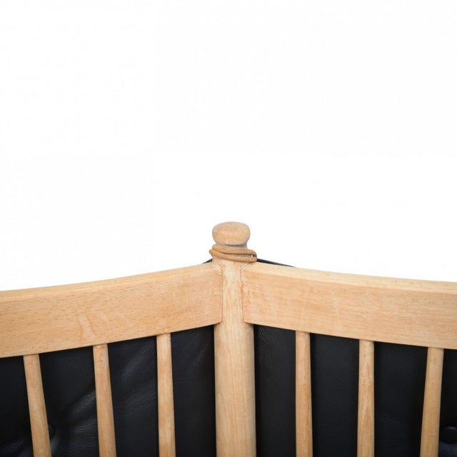 Spoke Back Sofa in Beech and Black Leather by Børge Mogensen, 1963 For Sale - Image 18 of 18