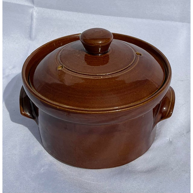 American 1970's Vintage Pearsons of Chesterfield Brown Glazed Stoneware Casserole Dish With Lid For Sale - Image 3 of 9