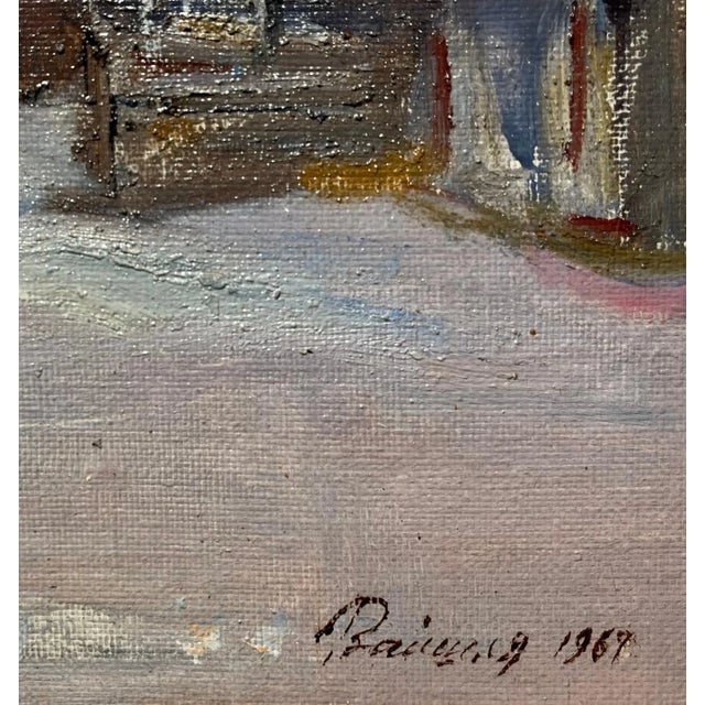 Leonid Vaichilia, Evening in the Small Town, 1967, Oil on Canvas For Sale - Image 3 of 8