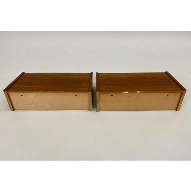 Wood 1970s Pair of Teak Wall Mounted Tables, Denmark For Sale - Image 7 of 9