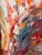 Red Interesting Abstract Portrait on Canvas - Signed For Sale - Image 8 of 8