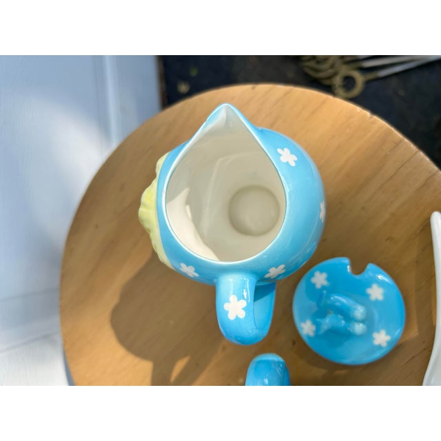 Sky Blue Mid 20th Century Napco “Miss Cutie Pie” Sugar Bowl and Creamer Set For Sale - Image 8 of 12