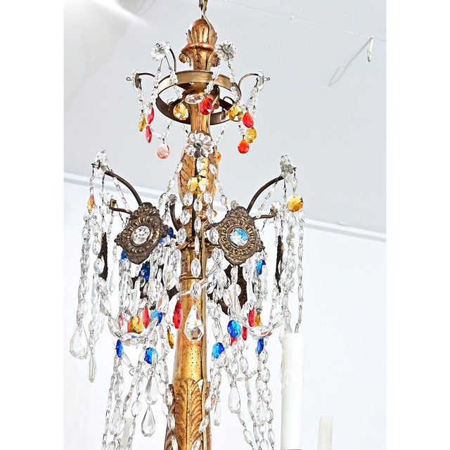 Wood Italian 18th Century Giltwood & Crystal Chandelier For Sale - Image 7 of 17