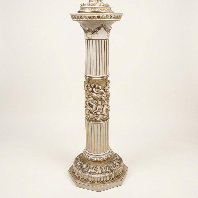 Vintage Italian Ceramic Column Lamp from Capodimonte, 1970 For Sale - Image 6 of 14