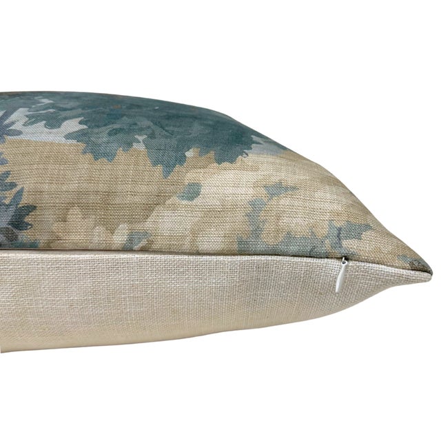 Woodland Clearing Floral Pillow Cover in Spa Blue, 20x20 Pillow For Sale - Image 4 of 4