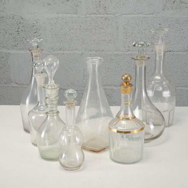 20th Century Worked Glass Decanter Bottles, Set of 8 For Sale - Image 3 of 5