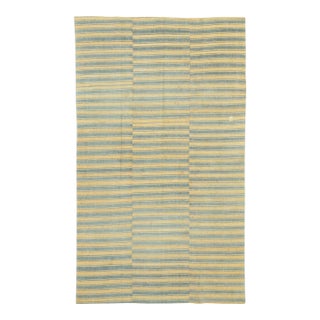 Galerie Shabab Collection Mid-20th Century Handmade Turkish Flatweave 6' X 9' Accent Rug in Straw and Grey For Sale