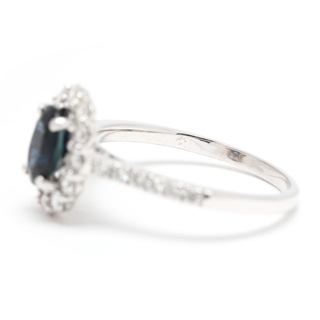 Early 21st Century 1.6ctw Diamond & Sapphire Cocktail Ring, 14k White Gold, Ring Size 6.75 For Sale - Image 5 of 7