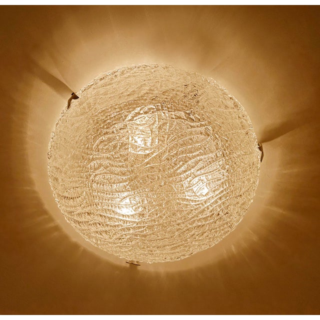 Large Brutalist Glass Flush Mount from Kaiser Leuchten, 1970s For Sale - Image 6 of 11