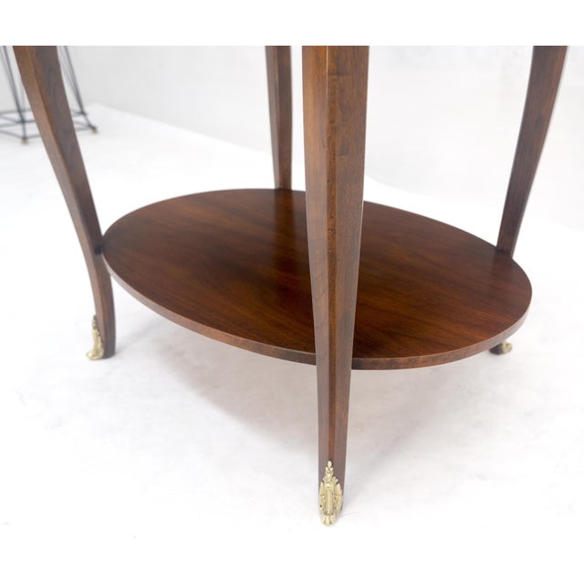 Baker Brass Gallery & Feet Oval Top Two Tier Side End Lamp Table Stand MINT For Sale - Image 15 of 17