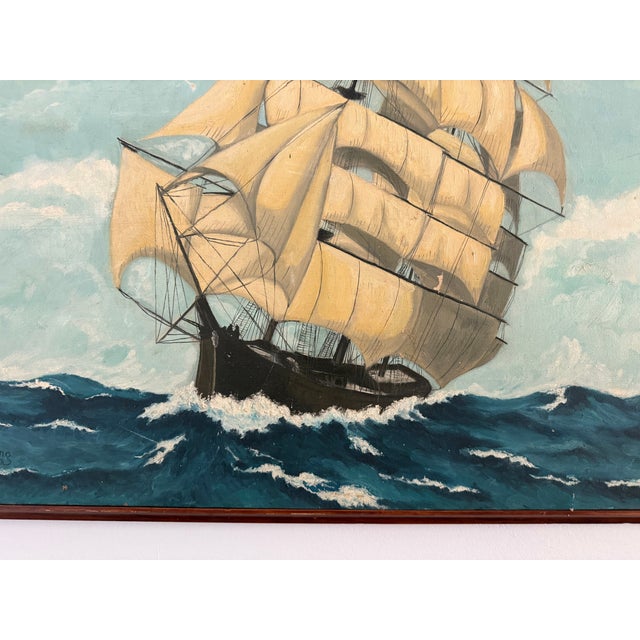 Clipper Ship at Sea Painting Framed For Sale In San Diego - Image 6 of 7