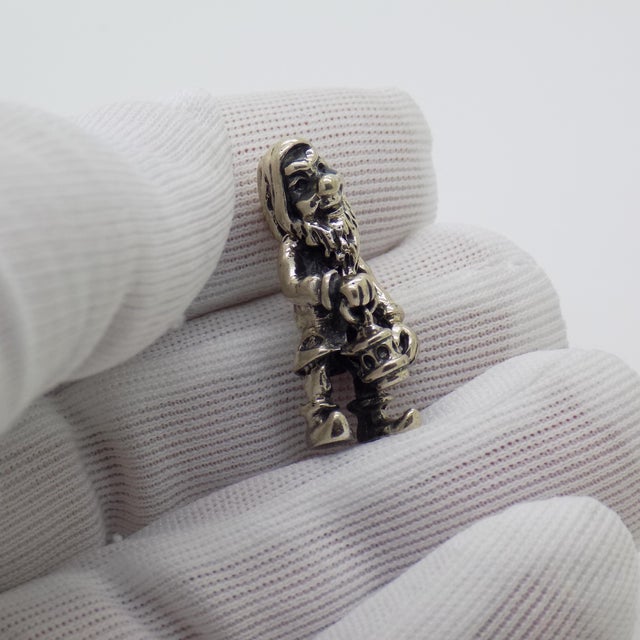 Vintage rare garden gnome miniature figurine, handmade in Italy between the 1980s and 1990s in genuine Italian Continental...