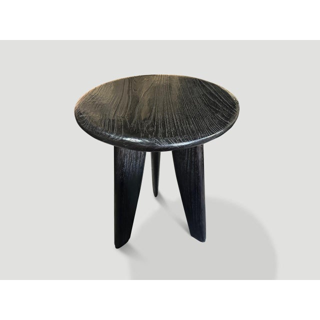 Andrianna Shamaris Mid Century Couture Espresso Stained Side Table For Sale - Image 4 of 5