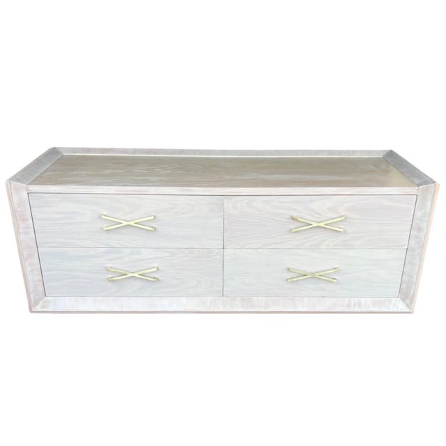 Mid-Century Modern Oyster Lacquered Chest of Drawers X Handles For Sale - Image 11 of 14