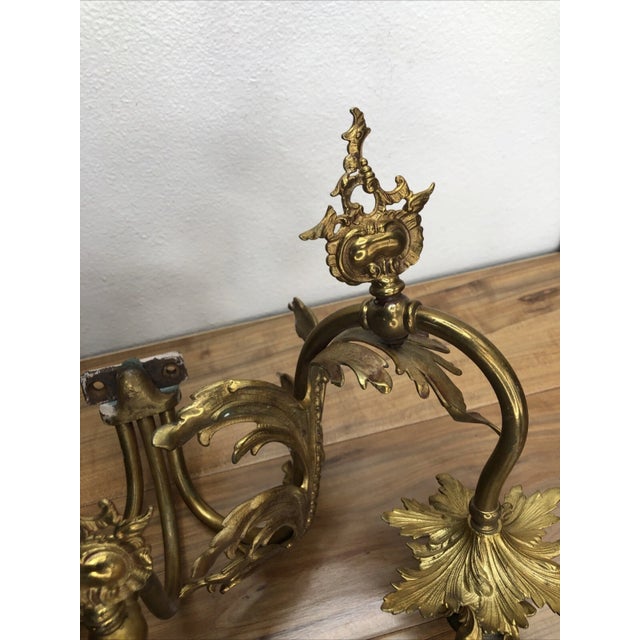 Late 19th Century French Louis XV Bronze Gas Converted Candle Holder Wall Sconce For Sale - Image 12 of 15