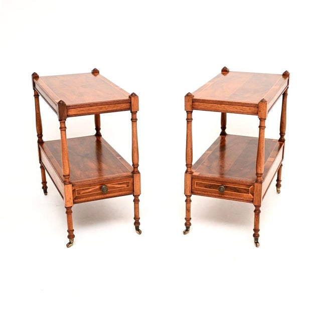 Georgian Inlaid Yew Wood Side Tables, 1930, Set of 2 For Sale - Image 11 of 11