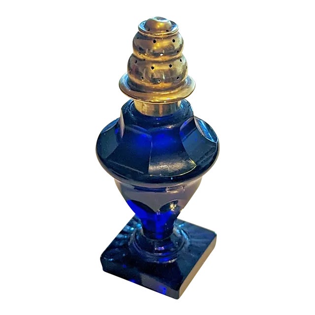 Antique Cobalt Blue Glass Victorian Salt Shaker For Sale