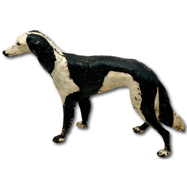 Rare & Large Size Model Antique American Cast Iron Russian Wolfhound / Borzoi Dog Doorstop 10.5 Inch Tall X 15 Inches Long For Sale - Image 14 of 18