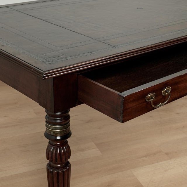 Antique English William IV Leather Top Library Table or Desk For Sale In West Palm - Image 6 of 13
