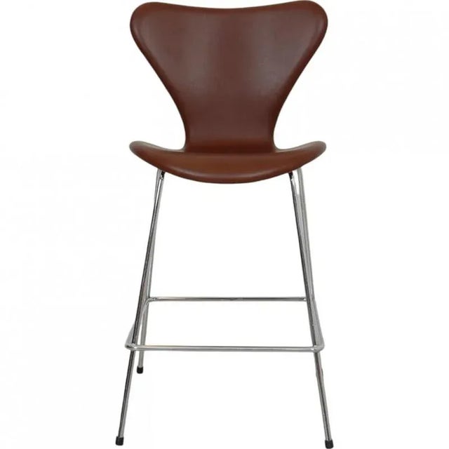 Animal Skin Bar Stool in Mokka Classic Leather from Arne Jacobsen For Sale - Image 7 of 7