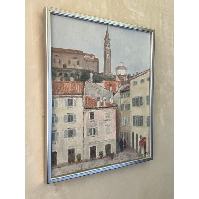 Terra Cotta Piran Slovenia Cityscape Painting by Ella Nilsson, C. 1988 For Sale - Image 8 of 13
