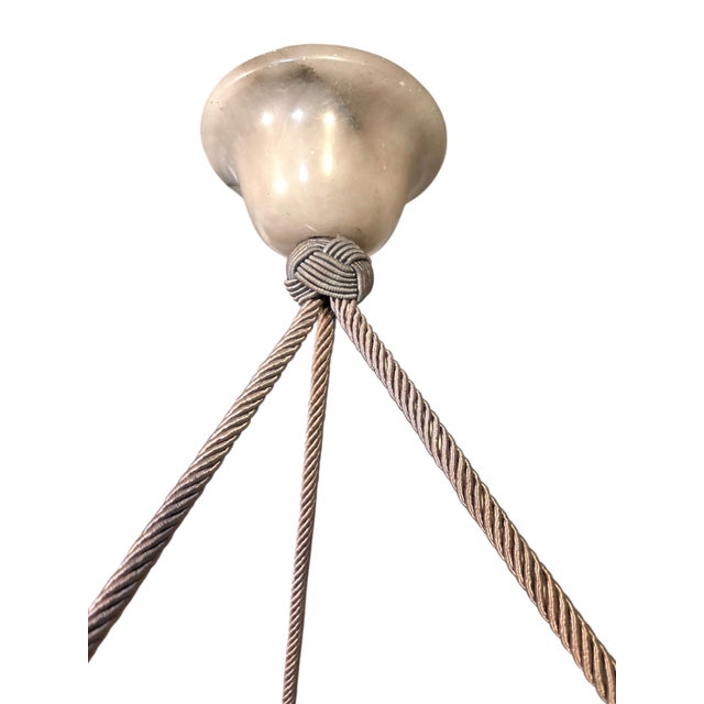 Textile -1930's Large Original Creamy White + Grey Alabaster Coupe W/ Rope Cord and Alabaster Canopy For Sale - Image 7 of 18