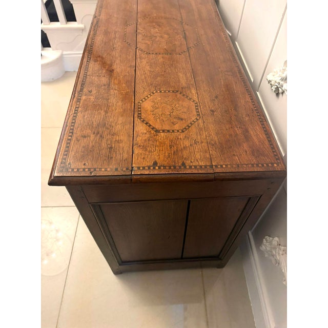 Antique 17th Century Oak Mule Chest with Marquetry Inlay, 1680s For Sale - Image 16 of 18