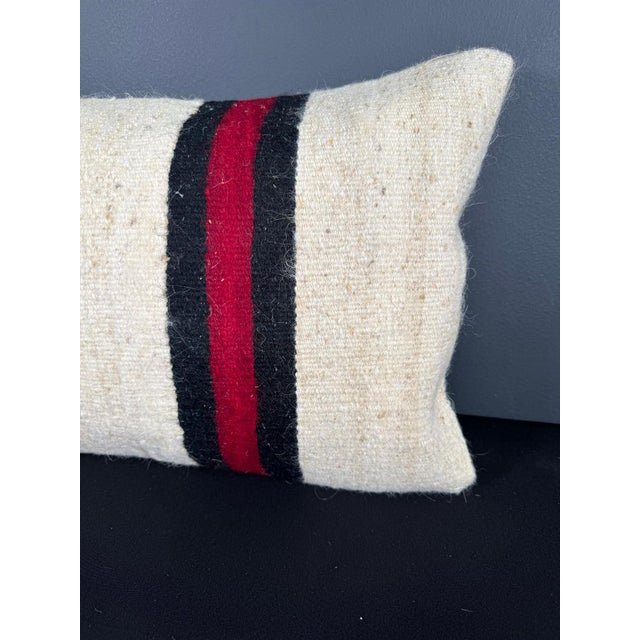 Turkish Hemp Pillow Cushion Natural Beige Red Pillow Cushion Cover 16" x 24" For Sale - Image 4 of 4